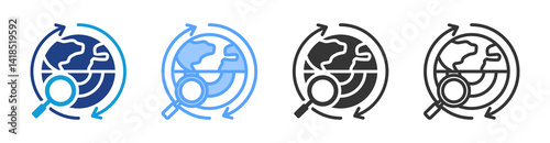Geophysical Survey icon set multiple style collection