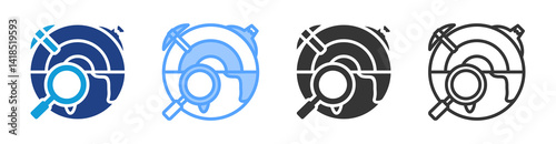 Geological Surveys icon set multiple style collection