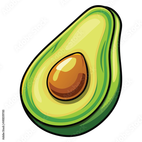 Half of a vibrant green avocado