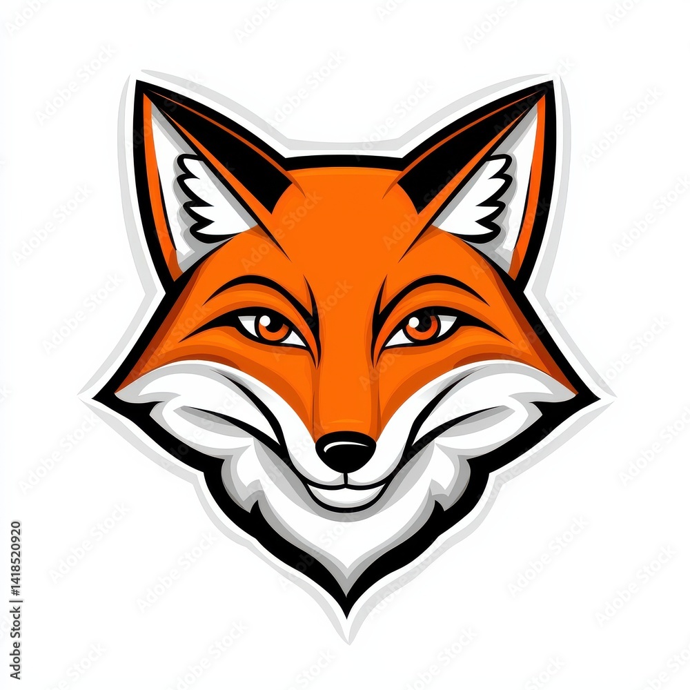 Obraz premium Vibrant illustration of a fox's head with bold outlines and expressive eyes