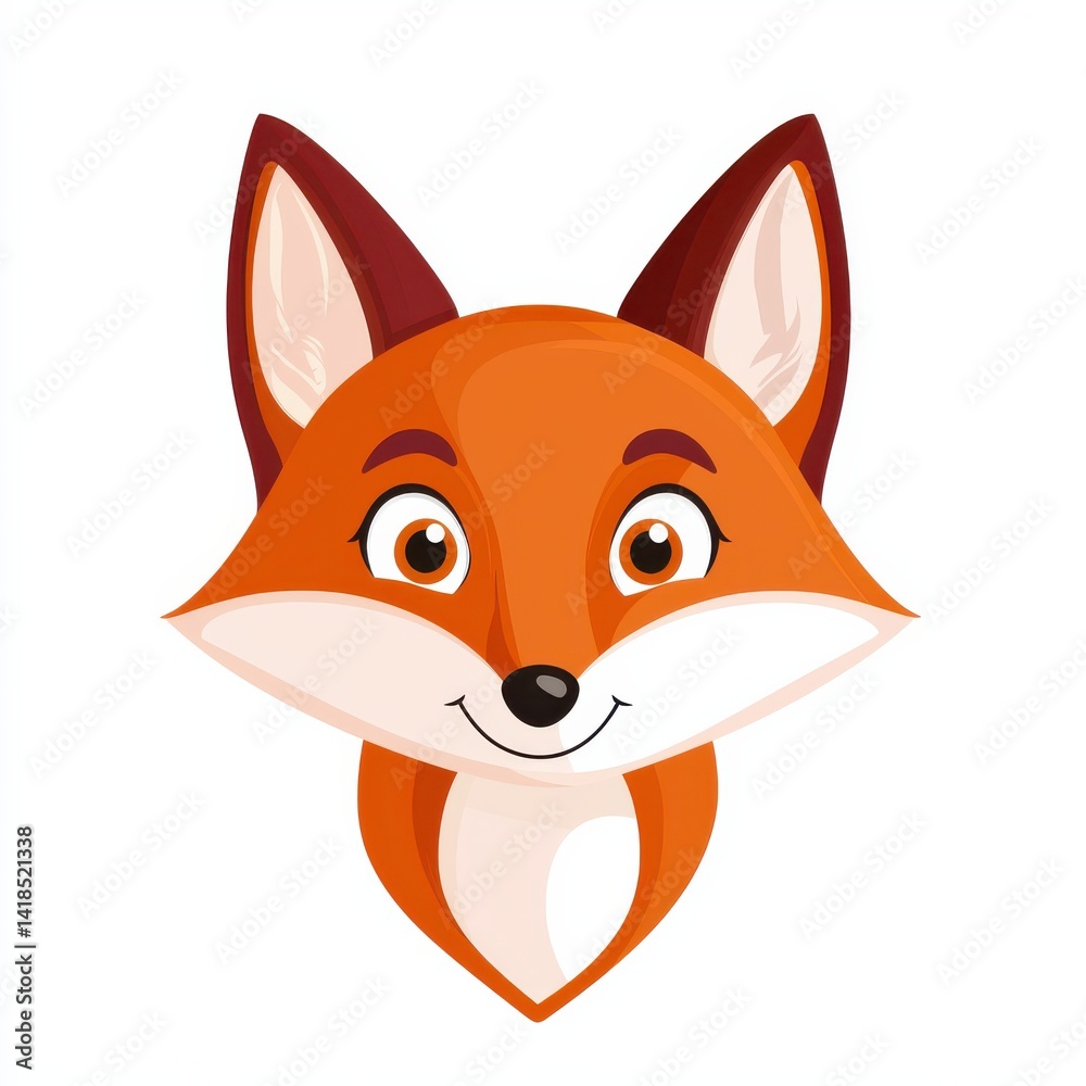 Cartoon illustration of a friendly fox with reddish-orange fur and a white chin Cartoon illustration of a friendly fox with reddish-orange fur and a white chin