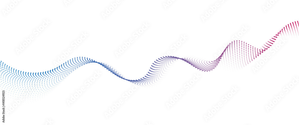 Flowing Dot Wave halftone gradient pattern on transparent background