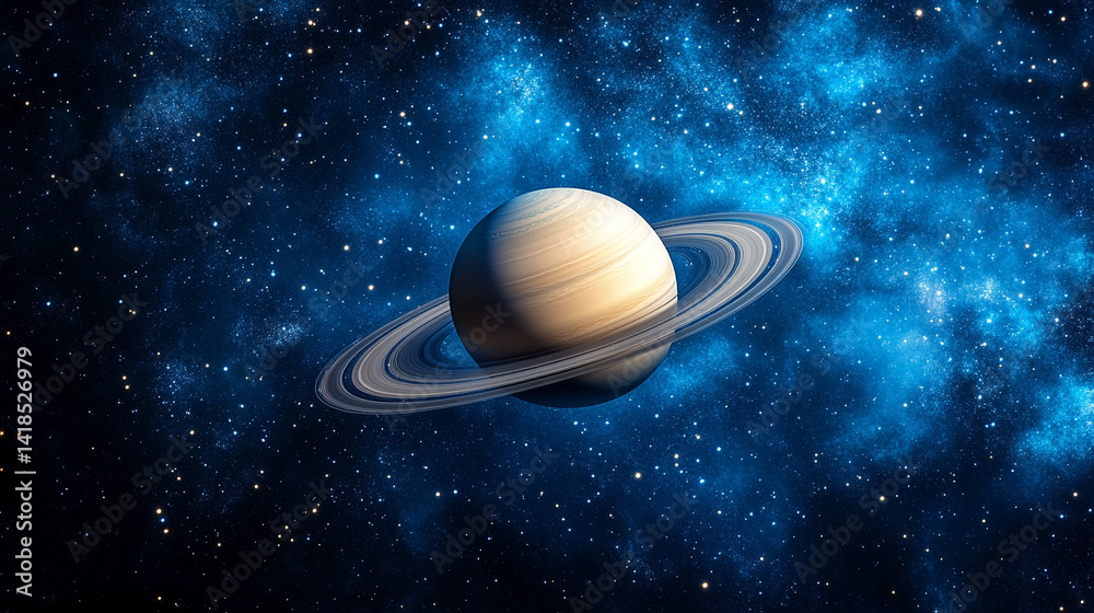 Saturn showcases its iconic rings and swirling gas layers in a breathtaking cosmic display symbolizing mystery expansion time and the beauty of celestial harmony surrounded by twinkling stars