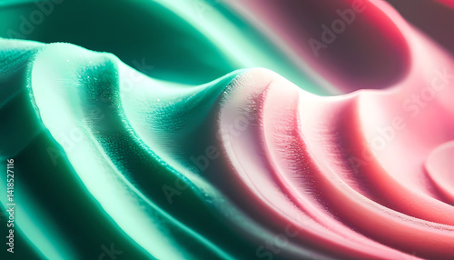 Intricate patterns of soft waves undulate gracefully, merging shades of green and pink in an artistic display that captivates the eye and stirs the imagination Generative AI