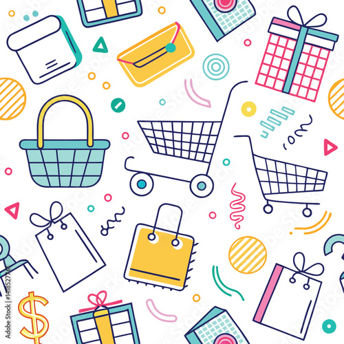 Colorful shopping and gift pattern