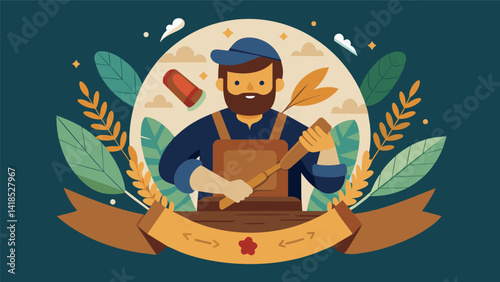 Amidst the tools and wood shavings the craftsman brings a verse of comfort and solace to life on a plain wooden plaque infused with his skill and. Vector illustration