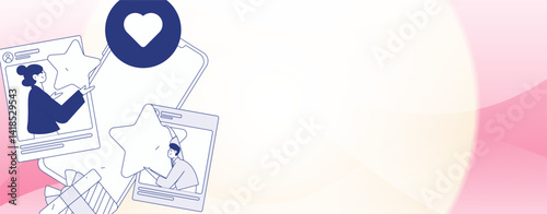 Virtual characters social communication concept business flat vector hand drawn illustration
