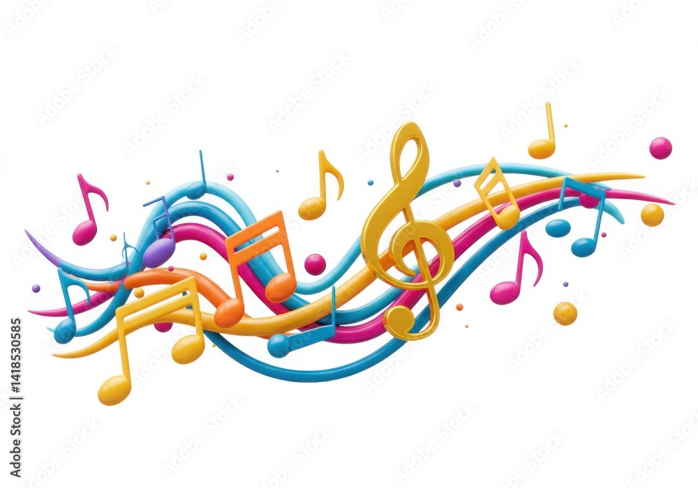 Obraz premium Colorful music notes vector illustration isolated on white background