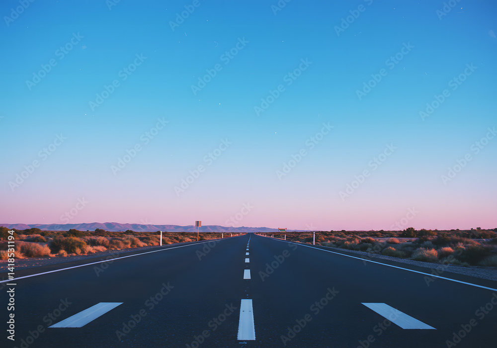 Fototapeta premium Straight road under blue sky