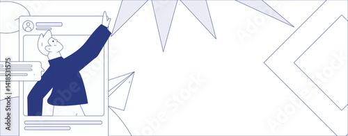 Virtual characters social communication concept business flat vector hand drawn illustration
