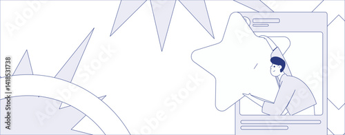 Virtual characters social communication concept business flat vector hand drawn illustration
