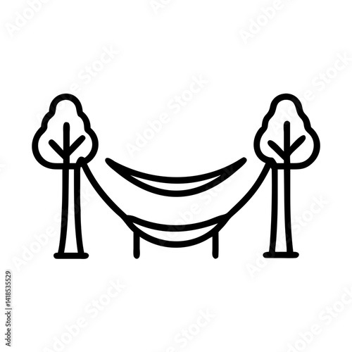 Relaxing in Nature Hammock Icon Between Trees Outdoor Serenity Scenic Viewpoint