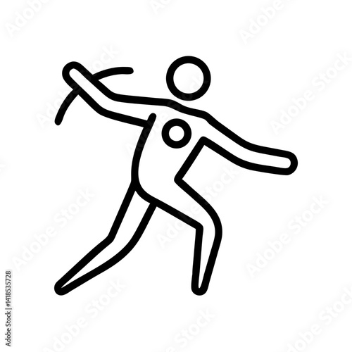 Dynamic Action Icon Sport Athlete Throwing a Discus Outdoor Stadium Minimalist Design Perspective