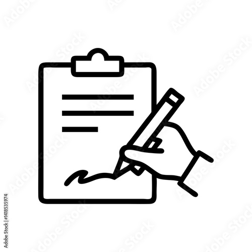 Signing Icon Document Office Space Illustration Professional Environment Close-Up Perspective