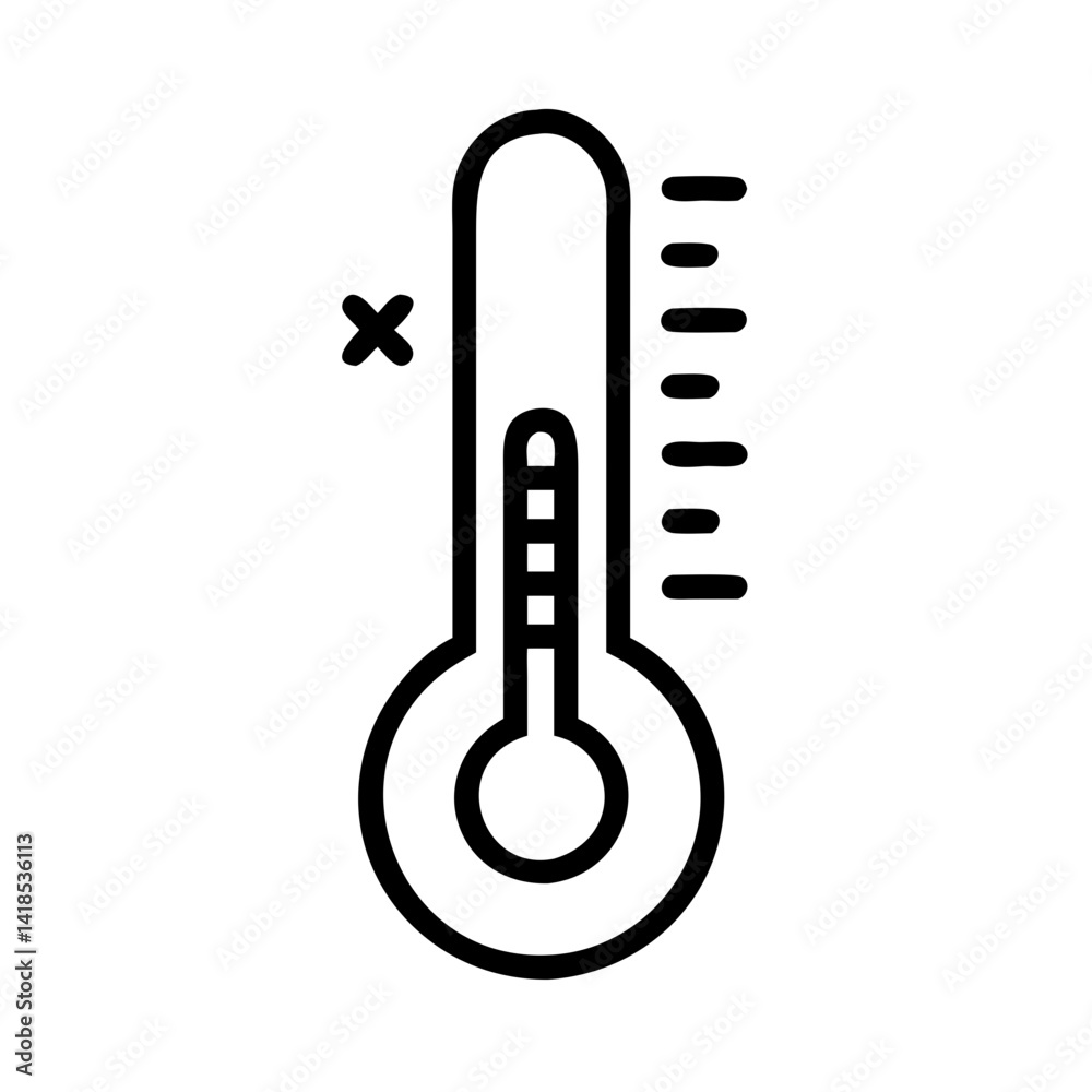 Modern Thermometer Icon for Digital Weather Monitoring with Clear Temperature Visibility