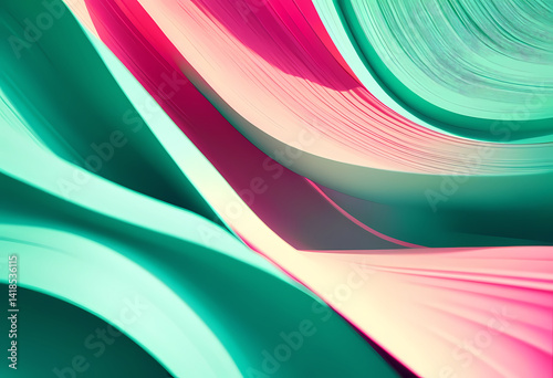 Richly colored waves of teal and pink blend harmoniously, creating a striking visual display that evokes a sense of movement and energy Generative AI