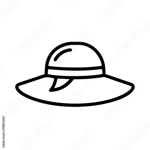 Iconic Sun Hat Design Beachside Illustration Relaxing Aesthetic Appeal