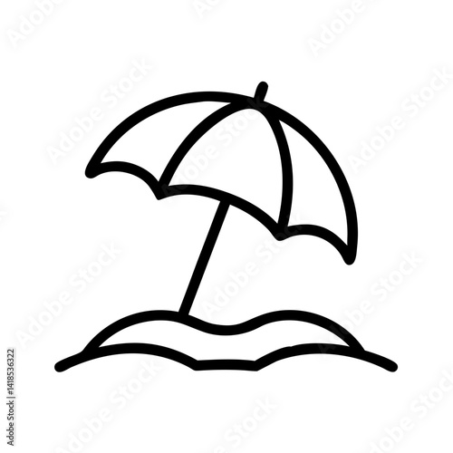 Beach Icon Relaxing Under an Umbrella Coastal Paradise Minimalist Design Serene Viewpoint