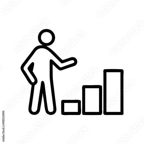 Growth Action Icon Business Development Infographic Digital Side View Progress Tracking
