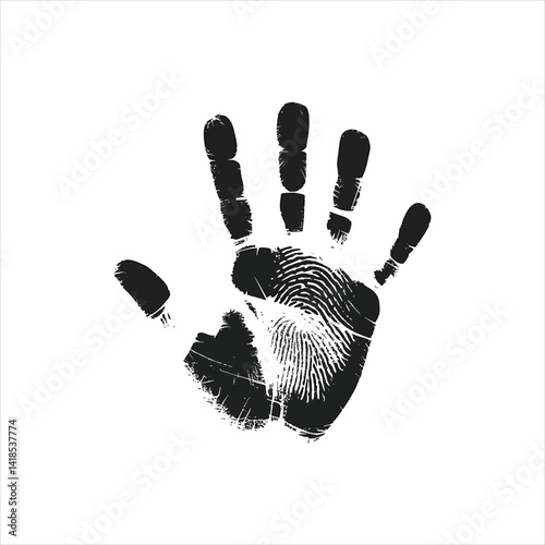 Black Realistic Human Handprint Silhouette Vector – Forensic Palm Mark Art
