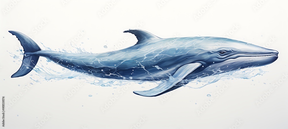 Obraz premium abstrak mozaic color of Fin Whale in drakness, ai generative