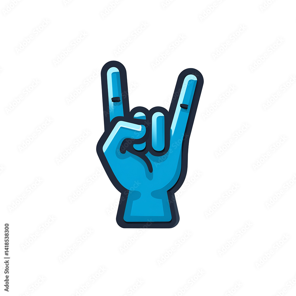 blue rock hand emoji sign in bold dark outline blue rock hand emoji sign in bold dark outline