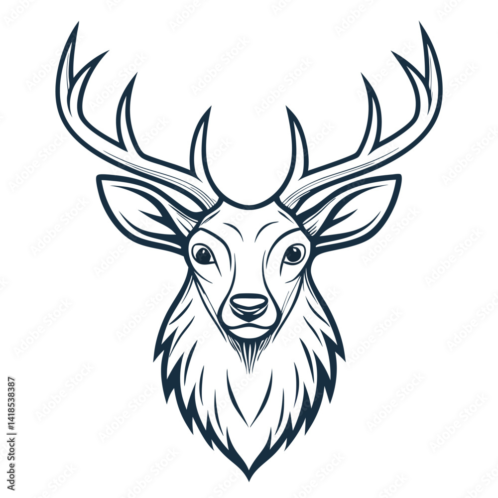 Naklejka premium Line art deer head illustration