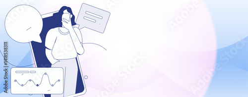 Virtual characters social communication concept business flat vector hand drawn illustration
