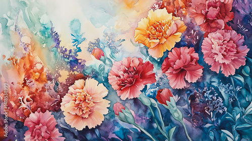 Wallpaper Mural Elegant wedding invitation card background . Minimal hand painted watercolor Gerbera flowers texture template background. Design for wedding, vip cover, poster, rsvp moderncard.Valentine's Day

 Torontodigital.ca