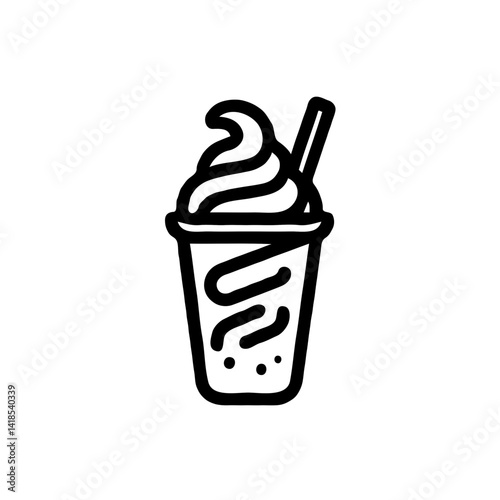 Slush Drink with Whipped Cream and Straw on White Background  