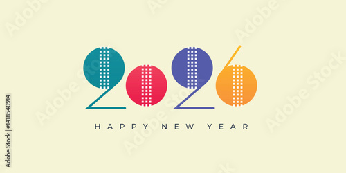 Happy new year 2026 design with colorful truncated number illustrations. Premium vector design 2026