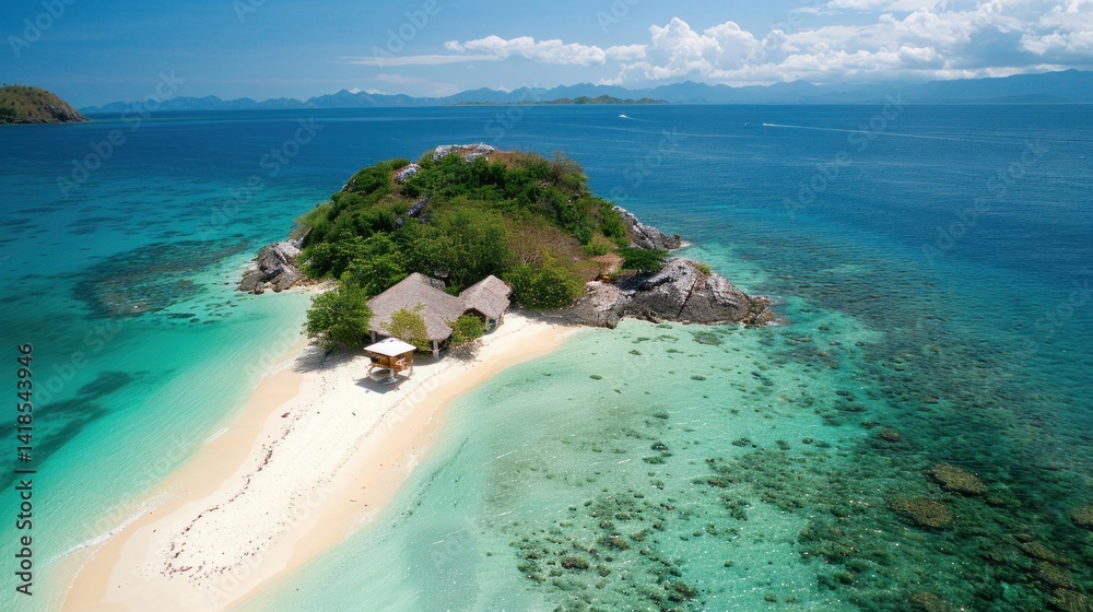 Fototapeta premium Tropical island paradise aerial view