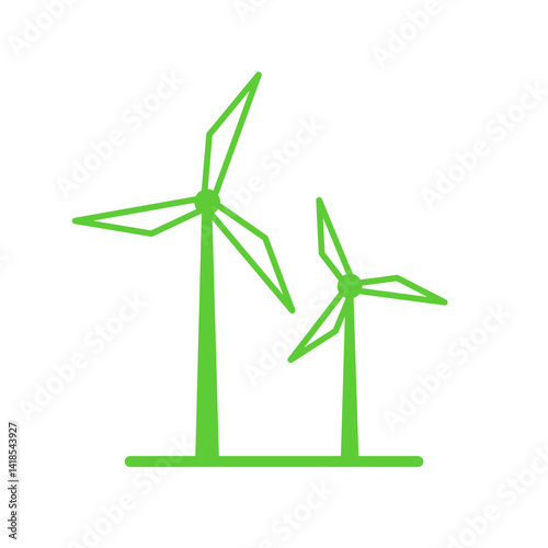 Renewable Energy Icon. Two wind turbines . Isolated on white background.