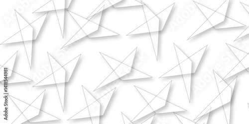 Abstract background with liens and triangles shape on white background. White and grey geometric overlapping rectangle pattern Geometric background soft shadows as patten ..White polygon textured .