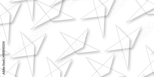 Abstract background with liens and triangles shape on white background. White and grey geometric overlapping rectangle pattern Geometric background soft shadows as patten ..White polygon textured .