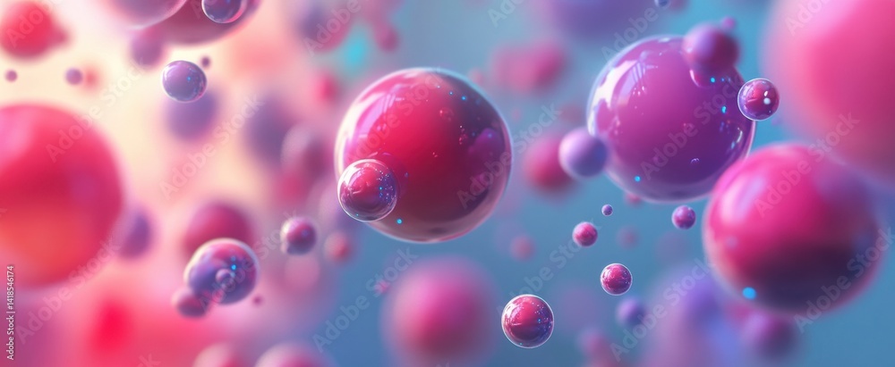 This colorful abstract image features floating bubbles and spheres in vibrant hues, creating a sense of movement and depth, perfect for visual design projects.
