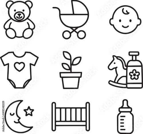 Set of nursery and baby care icons