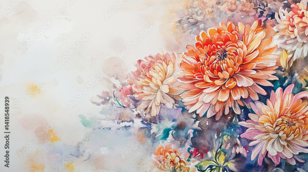 custom made wallpaper toronto digitalElegant wedding invitation card background . Minimal hand painted watercolor Gerbera flowers texture template background. Design for wedding, vip cover, poster, rsvp moderncard.Valentine's Day