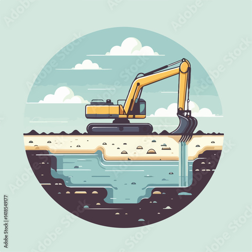 vector image of excavator