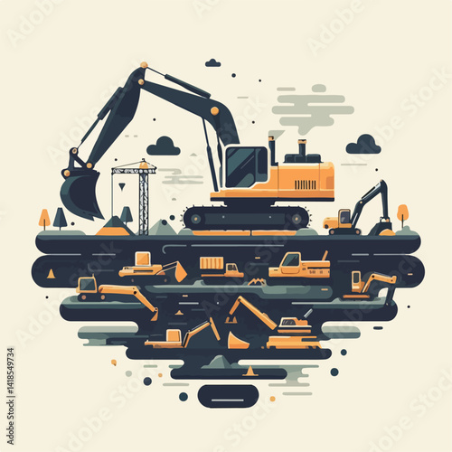 vector image of excavator