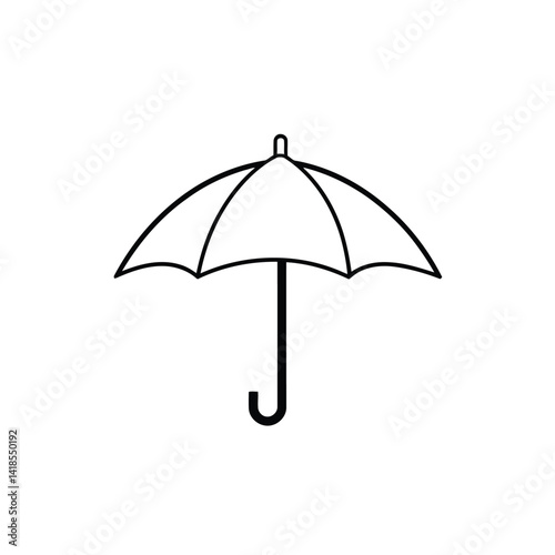 Abstract umbrella logo, black vector silhouette, geometric shapes, clean lines, white background, centered, balanced, symmetrical, minimalist design