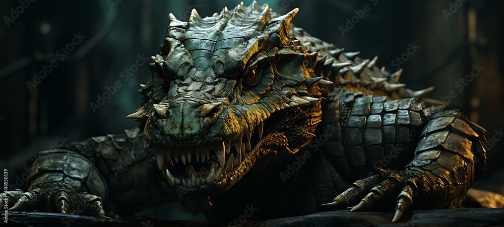 Fototapeta premium abstrak mozaic color of crocodile Scorpions in drakness, ai generative