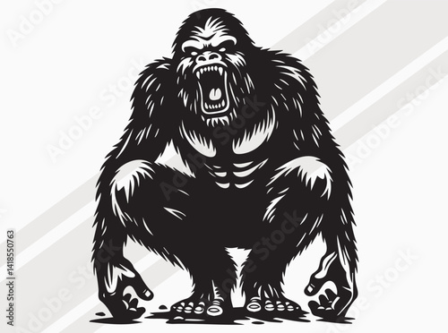 Mysterious Black Bigfoot Silhouette for Legends and Creature Inspired Creations