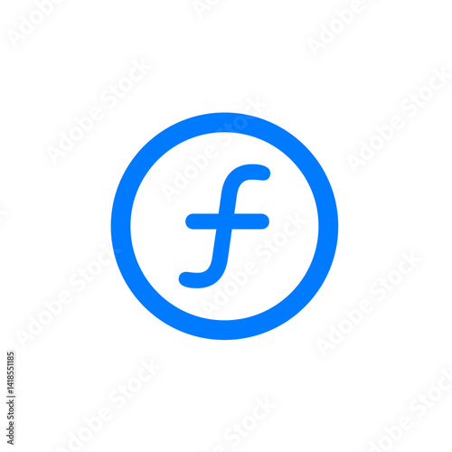 Outlined Circle Cursive F Icon