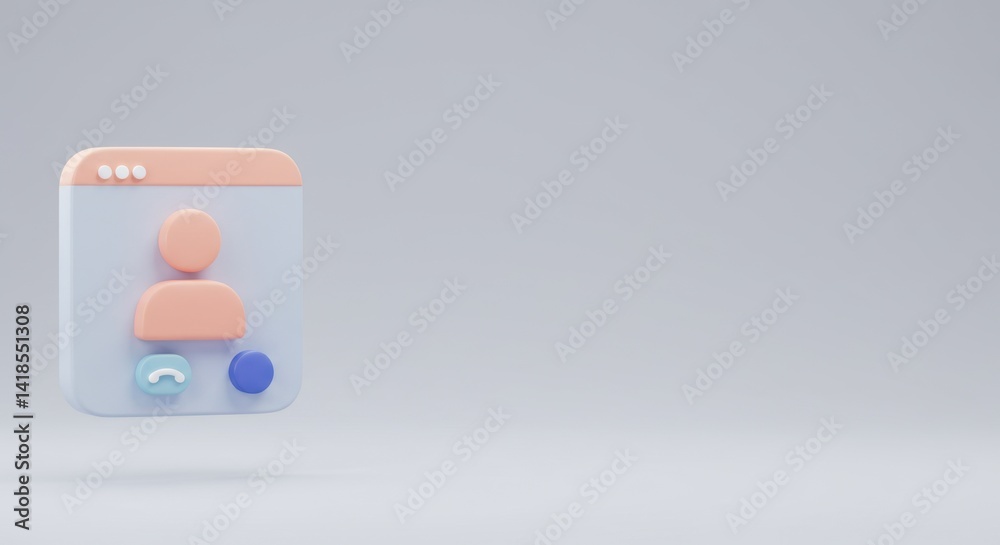 3D Render of a Modern Video Call Interface Icon: Intuitive User Experience Design for Seamless Communication 3D Render of a Modern Video Call Interface Icon: Intuitive User Experience Design for Seamless Communication
