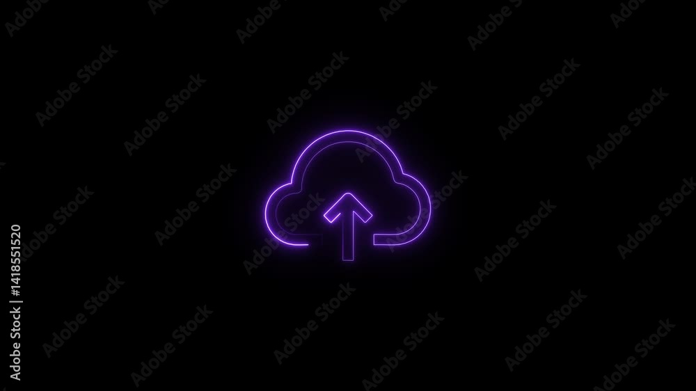 Cloud space and technology, data backup, file repository, datacenter . Cloud Icon Animation. Graphic element, loading bar, upload and download concept. Cloud computing blue glowing neon Cloud space and technology, data backup, file repository, datacenter . Cloud Icon Animation. Graphic element, loading bar, upload and download concept. Cloud computing blue glowing neon