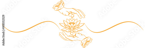 line art buddha hand and lotus illustration with a vesak day