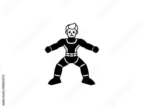 Obraz na płótnie A bold, black and white illustration of a cartoon superhero. w salonie