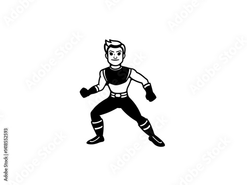 Obraz na płótnie A bold, black and white illustration of a cartoon superhero. w salonie
