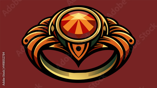 A statement ring with a unique and intricate design representing the wearers sophistication and attention to detail in their personal style.. Vector illustration